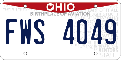 OH license plate FWS4049