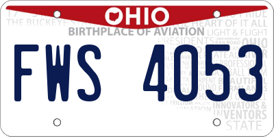 OH license plate FWS4053
