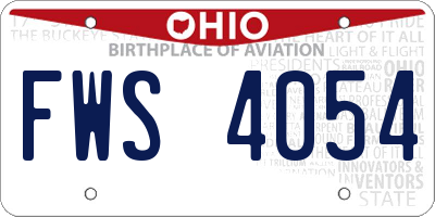 OH license plate FWS4054