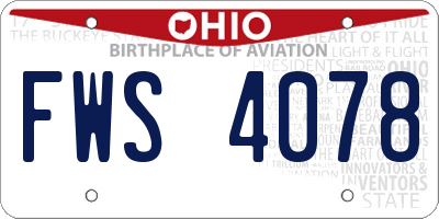 OH license plate FWS4078