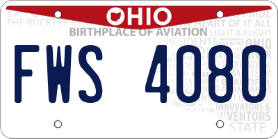 OH license plate FWS4080
