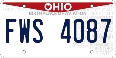 OH license plate FWS4087