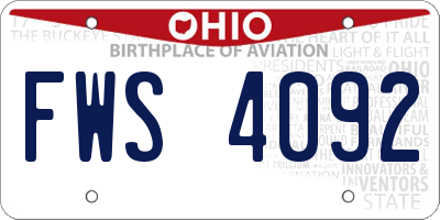 OH license plate FWS4092