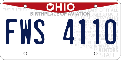 OH license plate FWS4110