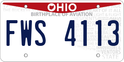 OH license plate FWS4113
