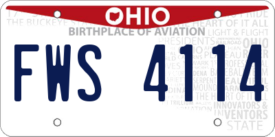 OH license plate FWS4114