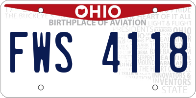 OH license plate FWS4118