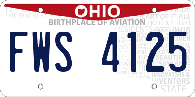 OH license plate FWS4125