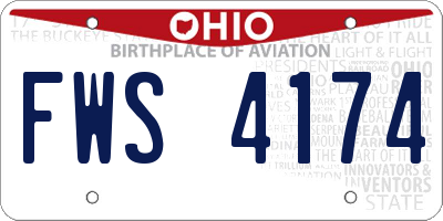 OH license plate FWS4174