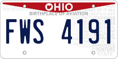 OH license plate FWS4191