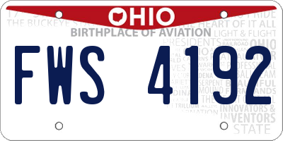 OH license plate FWS4192