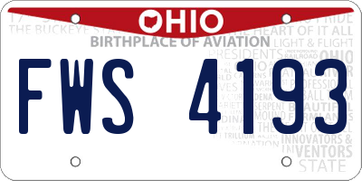 OH license plate FWS4193