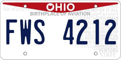 OH license plate FWS4212