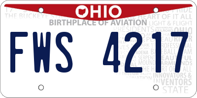 OH license plate FWS4217