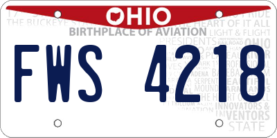 OH license plate FWS4218