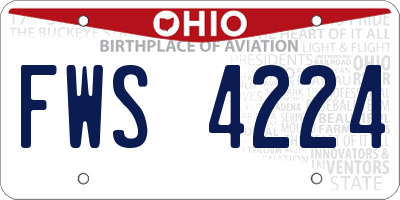 OH license plate FWS4224