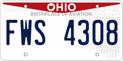 OH license plate FWS4308