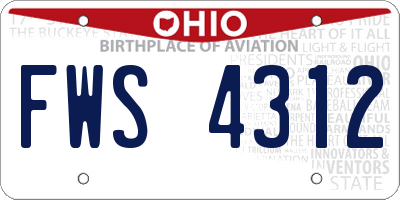 OH license plate FWS4312