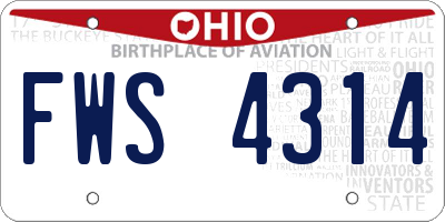 OH license plate FWS4314