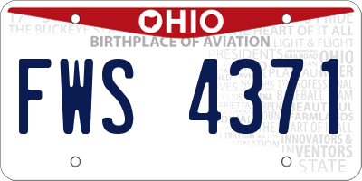 OH license plate FWS4371