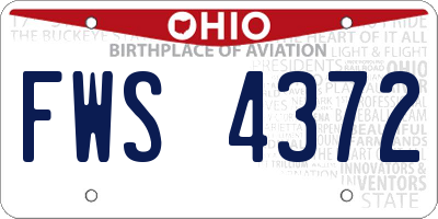 OH license plate FWS4372