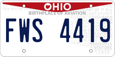 OH license plate FWS4419