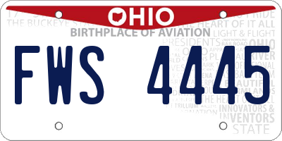 OH license plate FWS4445