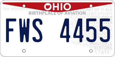 OH license plate FWS4455
