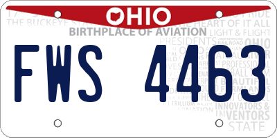 OH license plate FWS4463