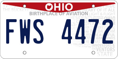 OH license plate FWS4472