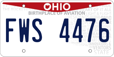 OH license plate FWS4476