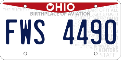 OH license plate FWS4490