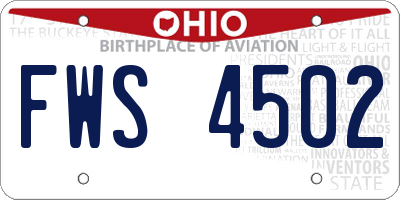 OH license plate FWS4502