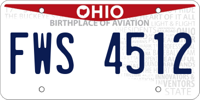 OH license plate FWS4512