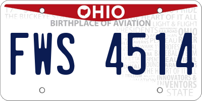 OH license plate FWS4514