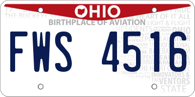 OH license plate FWS4516