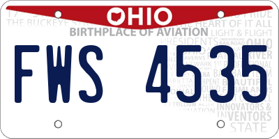 OH license plate FWS4535