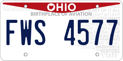 OH license plate FWS4577