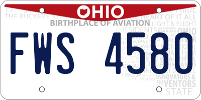 OH license plate FWS4580