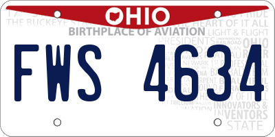 OH license plate FWS4634