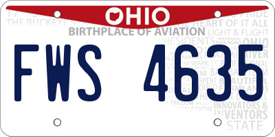 OH license plate FWS4635