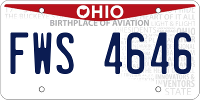 OH license plate FWS4646