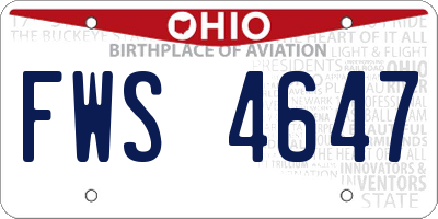 OH license plate FWS4647