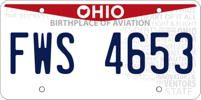 OH license plate FWS4653