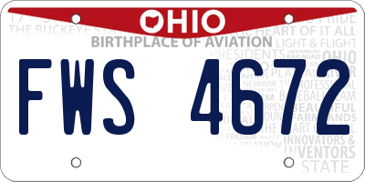 OH license plate FWS4672