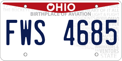 OH license plate FWS4685