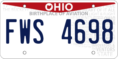 OH license plate FWS4698