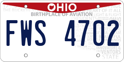 OH license plate FWS4702