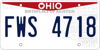 OH license plate FWS4718