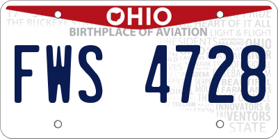 OH license plate FWS4728